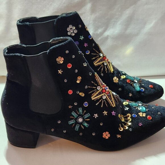 Betsey Johnson boots sz 6 M Jax sequin beading VGUC - Picture 3 of 6